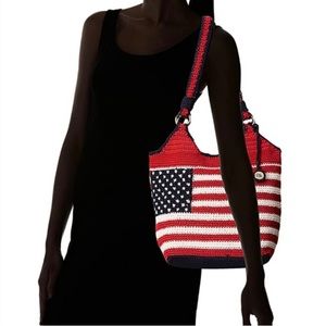 The Sak Ellis Tote Shoulder Bag-Red/White/Blue Crochet